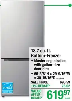 Menards 18.7 cu. ft. Bottom-Freezer offer