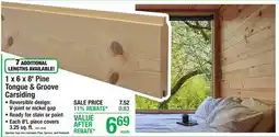 Menards 1 X 6 X 8' Pine Tongue & Groove Carsiding offer