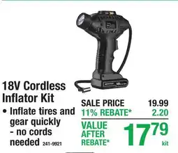 Menards 18V Cordless Inflator Kit offer