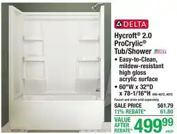 Menards Faucets sold Hycroft 2.0 ProCrylic Tub/Shower offer