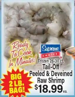 Angelo Caputo's Fresh Market Frozen 26-30 ct. Tail-Off Peeled & Deveined Raw Shrimp offer
