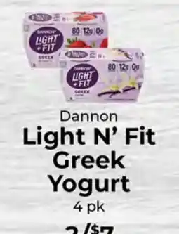 Sunset Foods Dannon Light N' Fit Greek Yogurt offer
