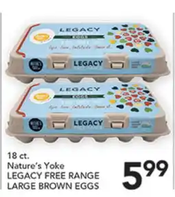 Pete's Fresh Market 18 ct. Nature's Yoke LEGACY FREE RANGE LARGE BROWN EGGS offer