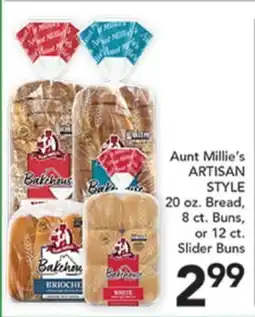 Pete's Fresh Market Aunt Millie's ARTISAN STYLE 20 oz. Bread, 8 ct. Buns, or 12 ct. Slider Buns offer