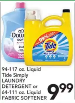 Pete's Fresh Market 94-117 oz. Liquid Tide Simply LAUNDRY DETERGENT or 64-111 oz. Liquid FABRIC SOFTENER offer