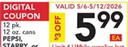 Pete's Fresh Market 12 pk. 12 oz. cans PEPSI, STARRY or ANSI offer