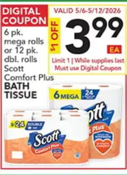 Pete's Fresh Market 6 pk. mega rolls or 12 pk. dbl. rolls Scott Comfort Plus BATH TISSUE offer