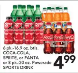 Pete's Fresh Market 6 pk.-16.9 oz. btls. COCA-COLA, SPRITE, or FANTA or 8 pk.-20 oz. Powerade SPORTS DRINK offer