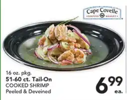 Pete's Fresh Market 51-60 ct. Tail-On COOKED SHRIMP offer