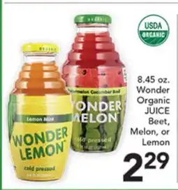 Pete's Fresh Market 8.45 oz. Wonder Organic JUICE Beet, Melon, or Lemon offer