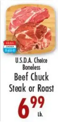 Garden Fresh Market U.S.D.A Choice Boneless Beef Chuck Steak or Roast offer