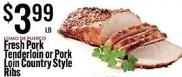 Jons International Fresh Pork Tenderloin or Pork Loin Country Style Ribs offer