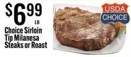 Jons International Choice Sirloin Tip Milanesa Steaks or Roast offer