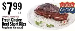 Jons International Fresh Choice Beef Short Ribs Regular or Marinated offer