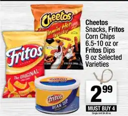 Super King Markets Cheetos Snacks, Fritos Corn Chips or Fritos Dips offer