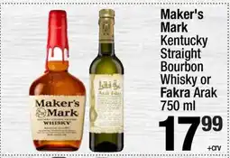 Super King Markets Maker's Mark Kentucky Straight Bourbon Whisky or Fakra Arak 750 ml offer