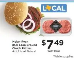 Kroger Nolan Ryan 85% Lean Ground Chuck Patties offer