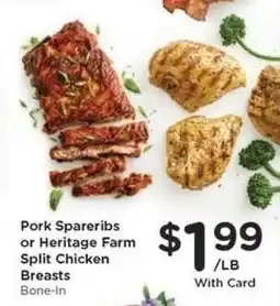 Kroger Pork Spareribs or Heritage Farm Split Chicken Breasts offer