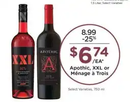 Kroger Apothic, XXL or Ménage à Trois offer