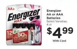 Kroger Energizer AA or AAA Batteries offer