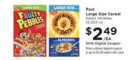 Kroger Post Large Size Cereal offer