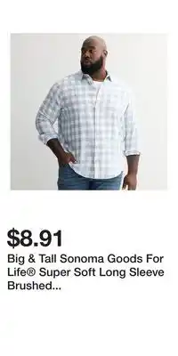 Kohl's Big & Tall Sonoma Goods For Life Super Soft Long Sleeve Brushed Flannel Shirt offer