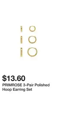 Kohl's PRIMROSE 3-Pair Polished Hoop Earring Set offer