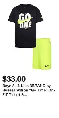 Kohl's Boys 8-16 Nike 3BRAND by Russell Wilson Go Time Dri-FIT T-shirt & Shorts 2-Piece Set offer