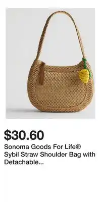 Kohl's Sonoma Goods For Life Sybil Straw Shoulder Bag with Detachable Crochet Lemon Charm offer