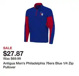 Dick's Sporting Goods Antigua Men's Philadelphia 76ers Blue 1/4 Zip Pullover offer