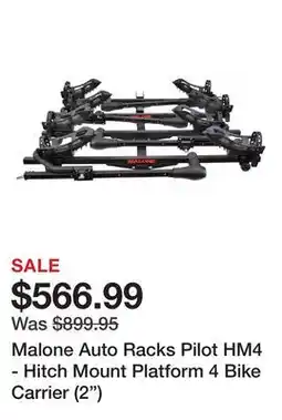 Dick's Sporting Goods Malone Auto Racks Pilot HM4 - Hitch Mount Platform 4 Bike Carrier (2) offer