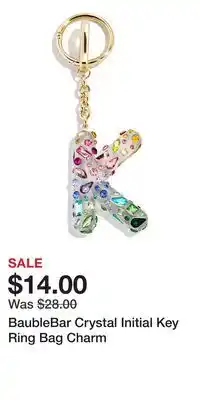 Nordstrom BaubleBar Crystal Initial Key Ring Bag Charm offer