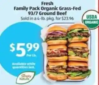 Fresh Family Pack Organic Grass-Fed 93/7 Ground Beef