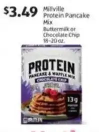 Aldi Millville Protein Pancake Mix Buttermilk or Chocolate Chip offer