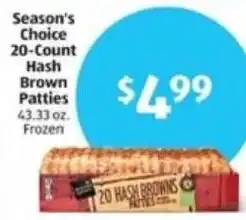 Aldi Season's Choice 20-Count Hash Brown Patties offer