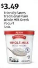 Aldi Friendly Farms Traditional Plain Whole Milk Greek Yogurt offer