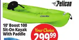Ocean State Job Lot Pelican Boost 100 Kayak-Lime w/Paddle offer