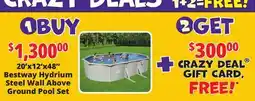 Ocean State Job Lot Bestway Hydrium 20' x 12' x 48 Steel Wall Above Ground Pool Set offer