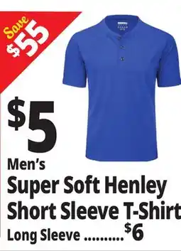 Ocean State Job Lot Men's Super Soft Henley Sleeve T-Shirt offer