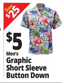 Ocean State Job Lot Men's Graphic Short Sleeve Button Down offer