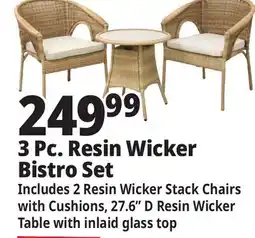 Ocean State Job Lot 3-Piece Resin Wicker Bistro Set Tan offer