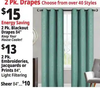 Ocean State Job Lot 2 pk. Drapes offer