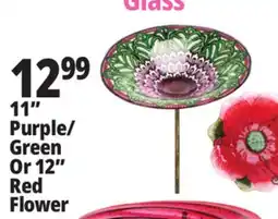 Ocean State Job Lot Glass Flower Bird Bath Red 12 offer