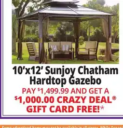 Ocean State Job Lot Sunjoy Chatham 10' x 12' Hardtop Gazebo with Netting offer
