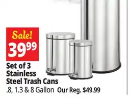 Ocean State Job Lot Set of 3 Stainless Steel Trash Cans offer