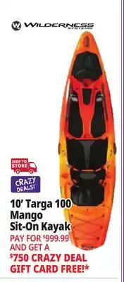 Ocean State Job Lot 10' Targa 100 Mango Sit-On Kayak offer
