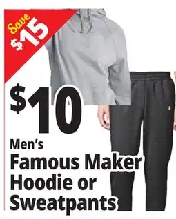 Ocean State Job Lot Men's Famous Maker Hoodie or Sweatpants offer