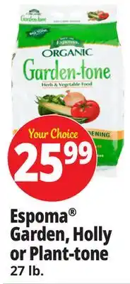Ocean State Job Lot Espoma Organic Garden-Tone Herb and Vegetable Food 27 lb offer
