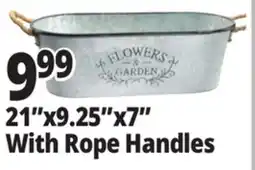 Ocean State Job Lot Galvanized Steel Garden Trough with Rope Handles 21 x 9.25 offer