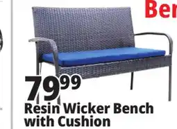Ocean State Job Lot Resin Wicker Bench with Cushion offer